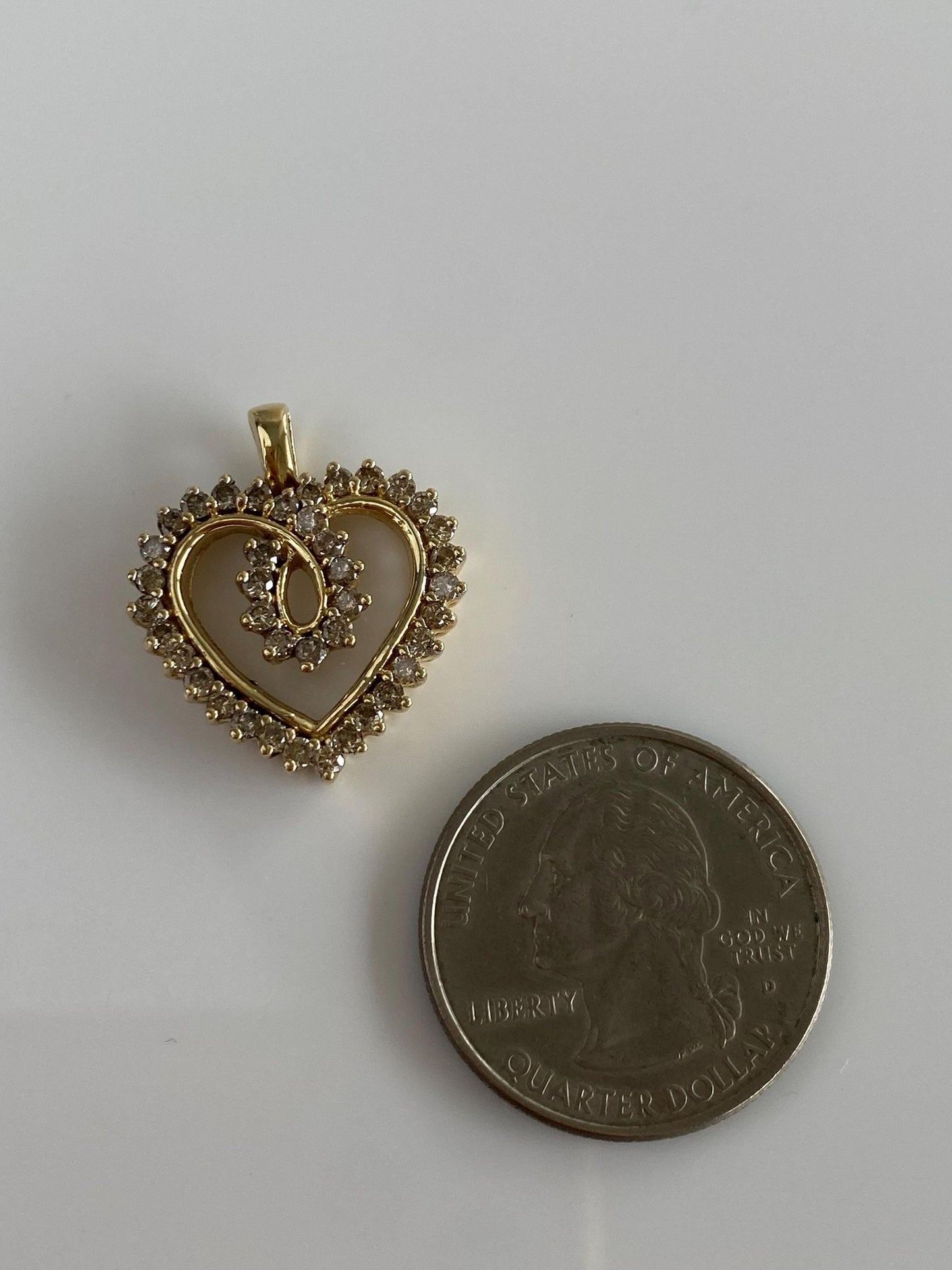 Vintage Solid 10k Yellow Gold Diamond Heart Charm