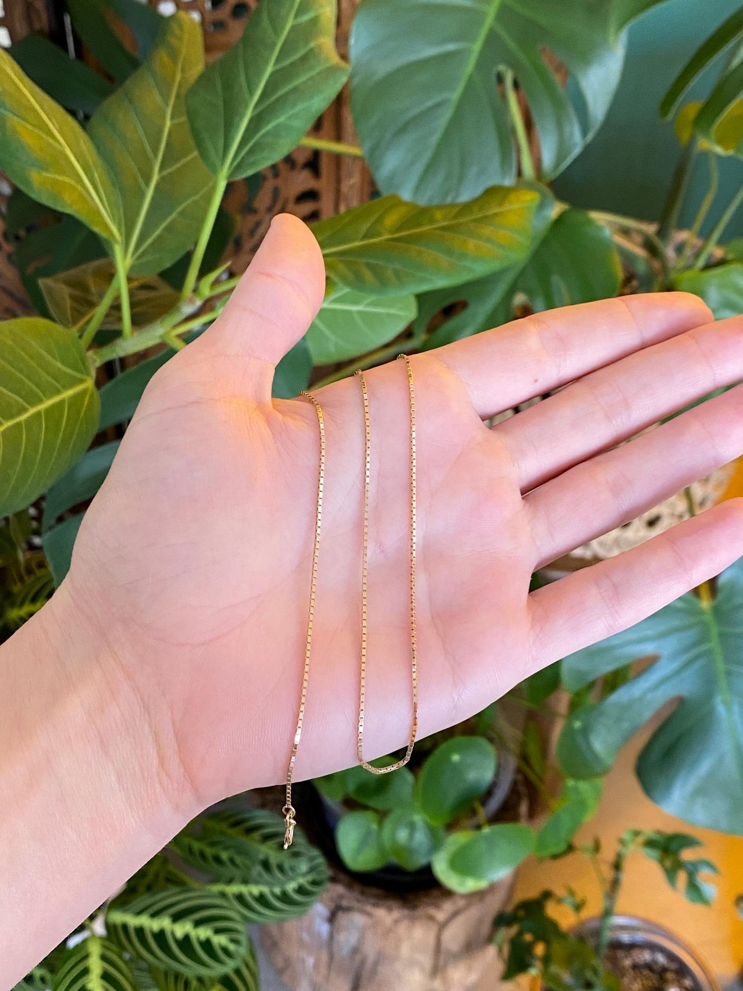 Vintage Solid 14k Yellow Gold Box Chain Necklace - 18.25 inches