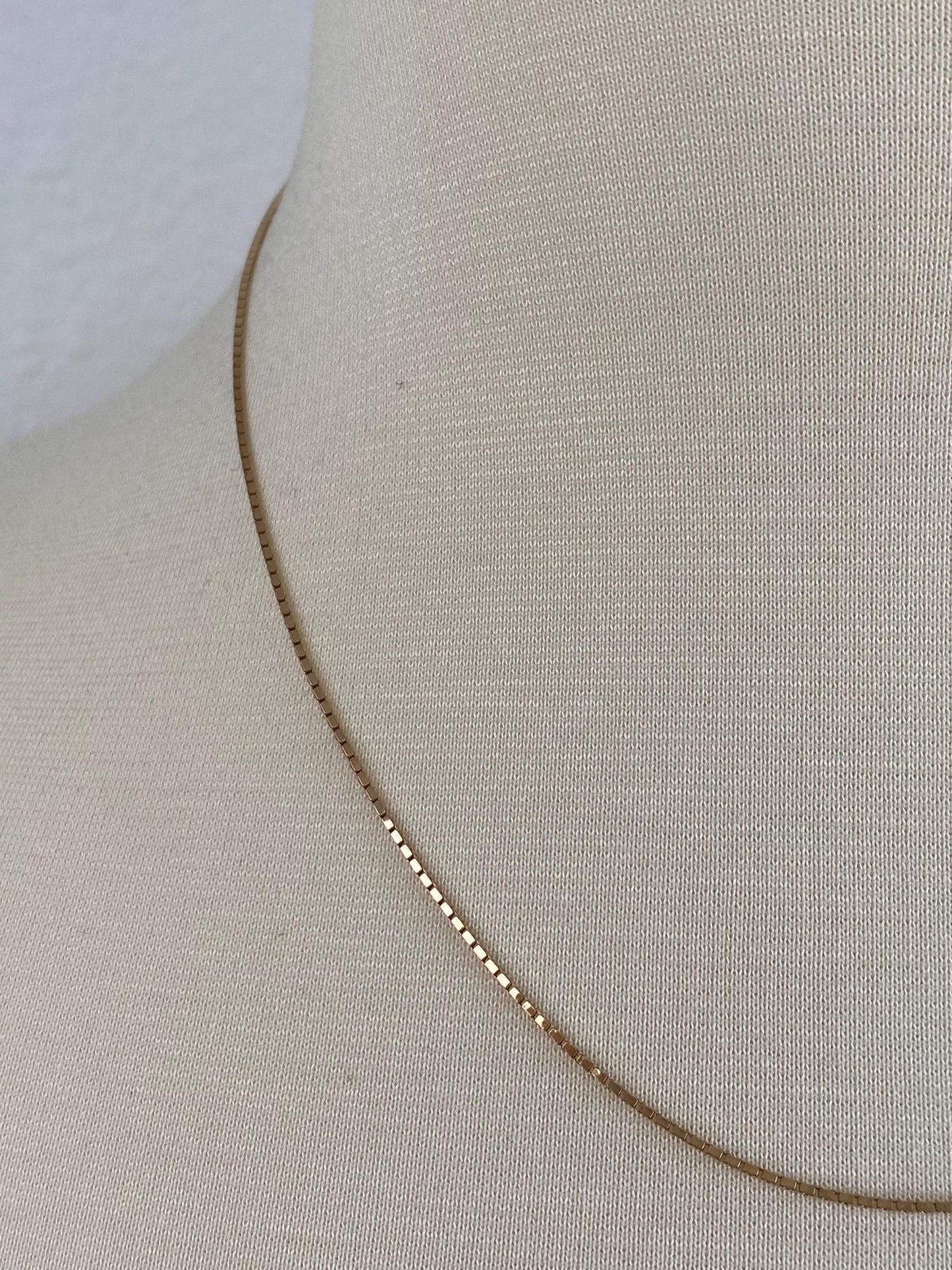 Vintage Solid 14k Yellow Gold Box Chain Necklace - 18.25 inches