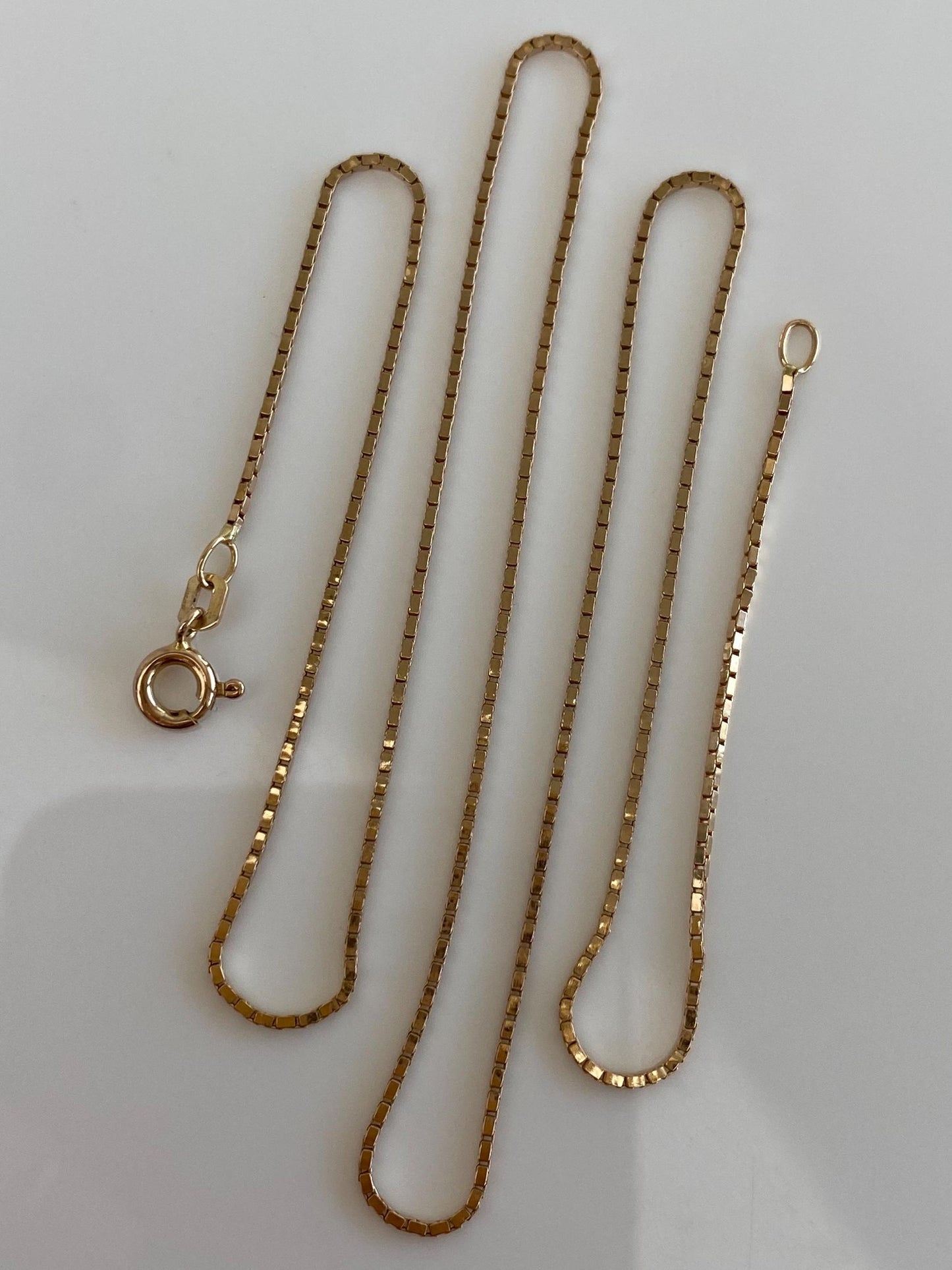 Vintage Solid 14k Yellow Gold Box Chain Necklace - 18.25 inches