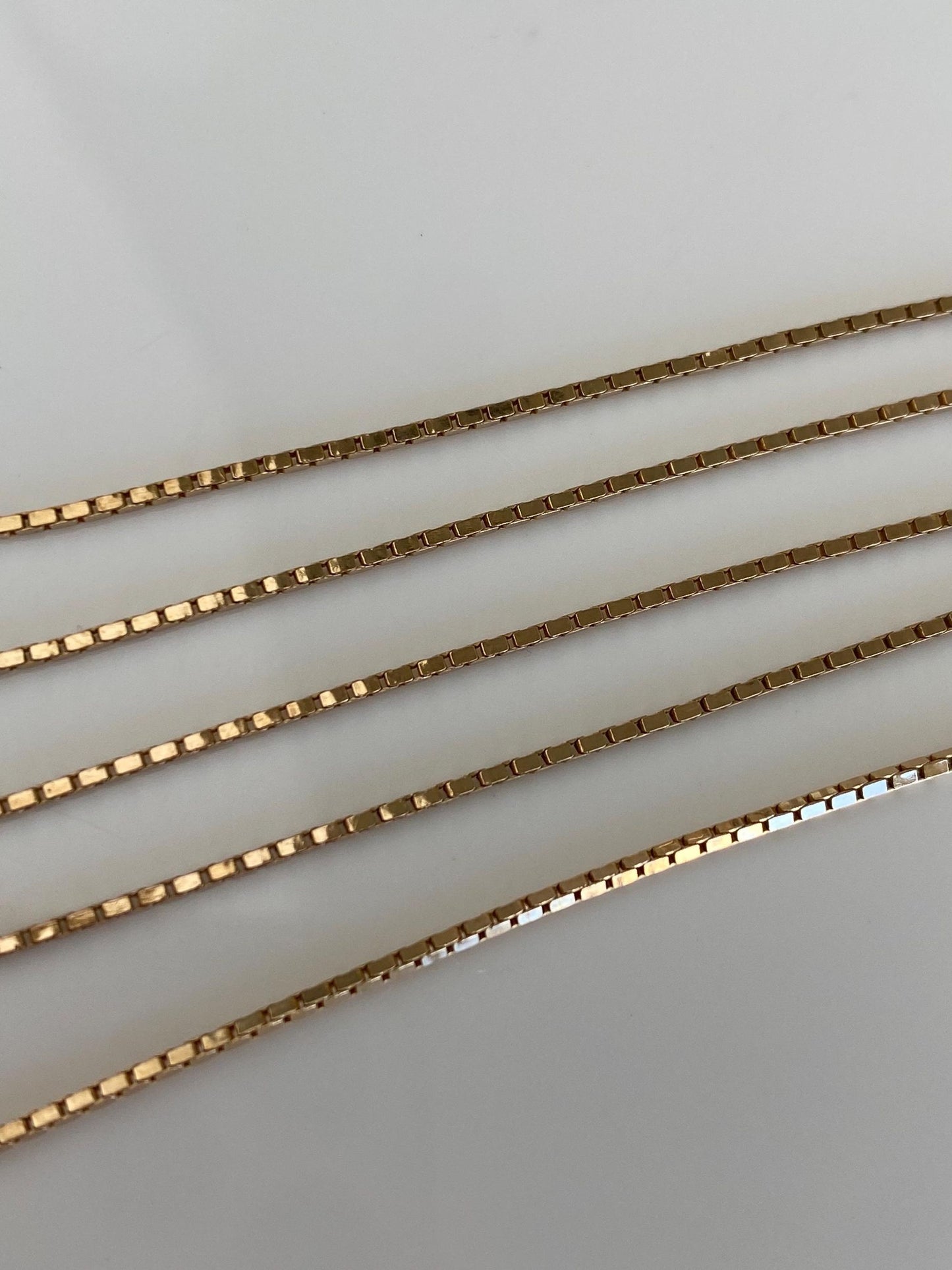 Vintage Solid 14k Yellow Gold Box Chain Necklace - 18.25 inches