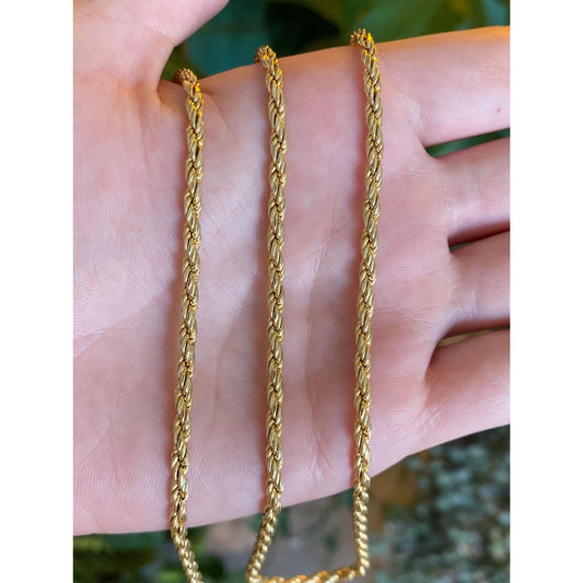 Vintage 14k Yellow Gold Long Rope Chain Necklace - 28 inches