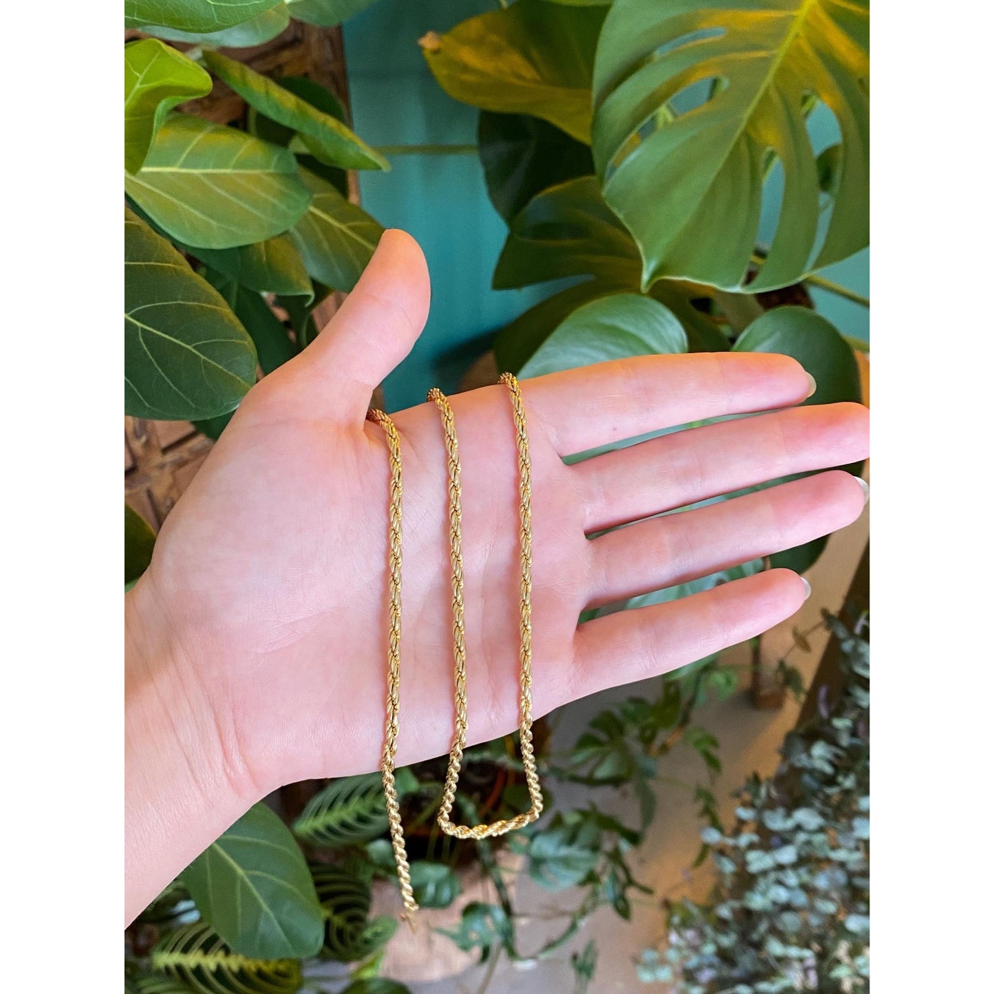 Vintage 14k Yellow Gold Long Rope Chain Necklace - 28 inches