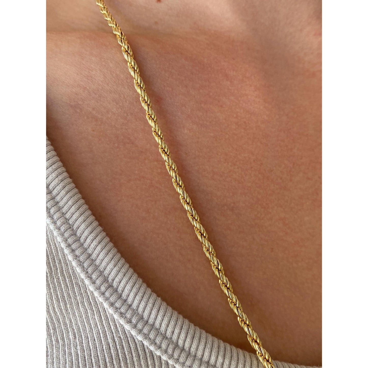 Vintage 14k Yellow Gold Long Rope Chain Necklace - 28 inches