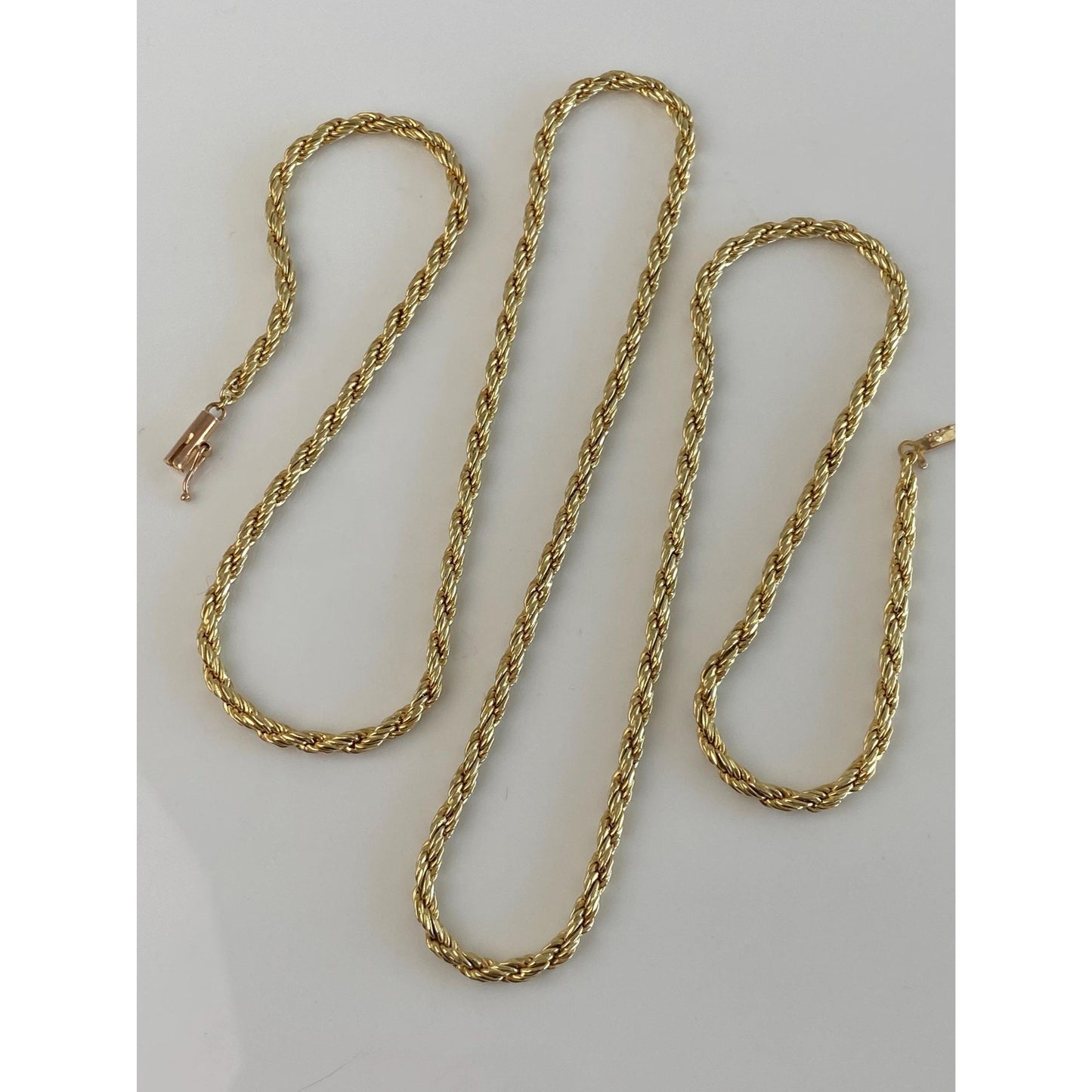 Vintage 14k Yellow Gold Long Rope Chain Necklace - 28 inches