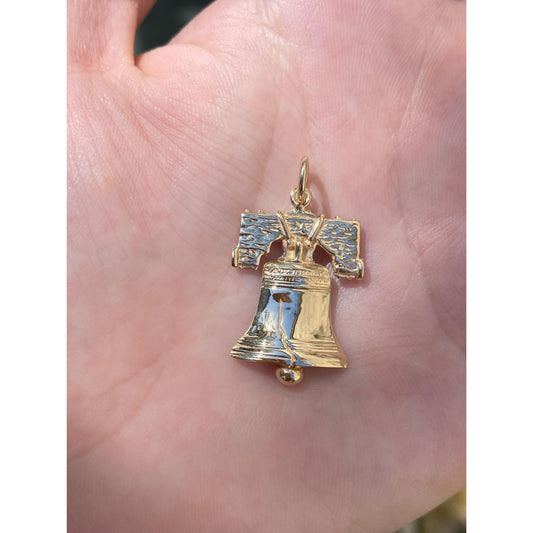 Vintage Solid 14k Yellow Gold Liberty Bell Charm