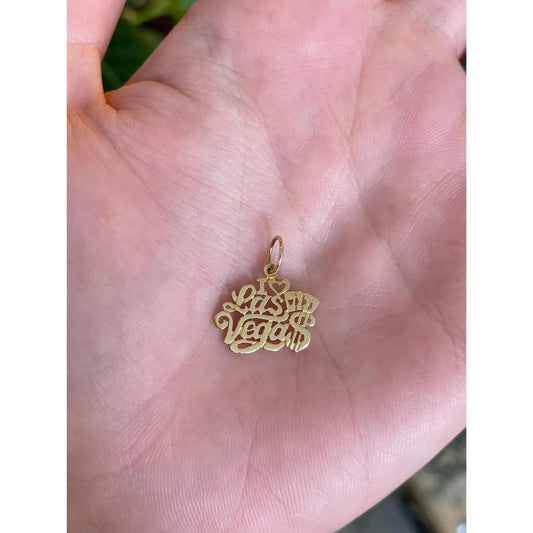 Vintage Solid 14k Yellow Gold Las Vegas Charm