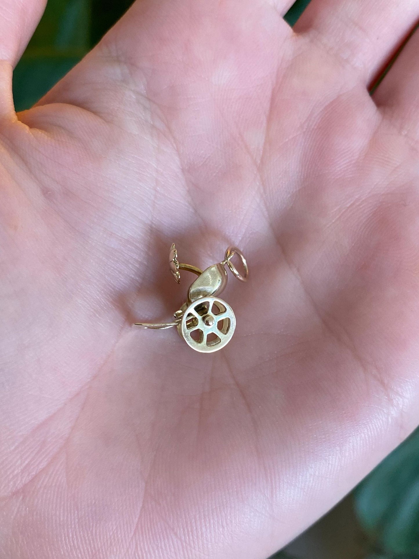 Vintage Solid 10k Yellow Gold Articulated Carriage Charm