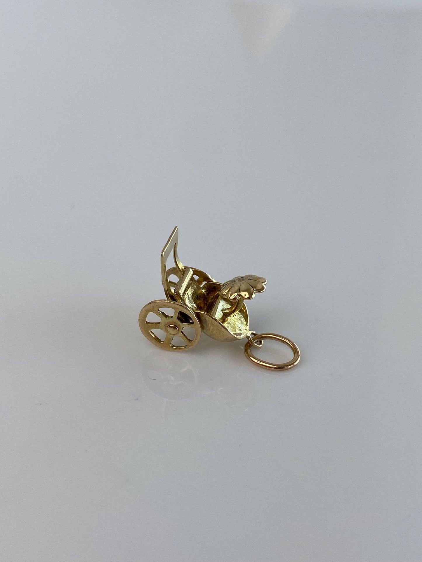 Vintage Solid 10k Yellow Gold Articulated Carriage Charm