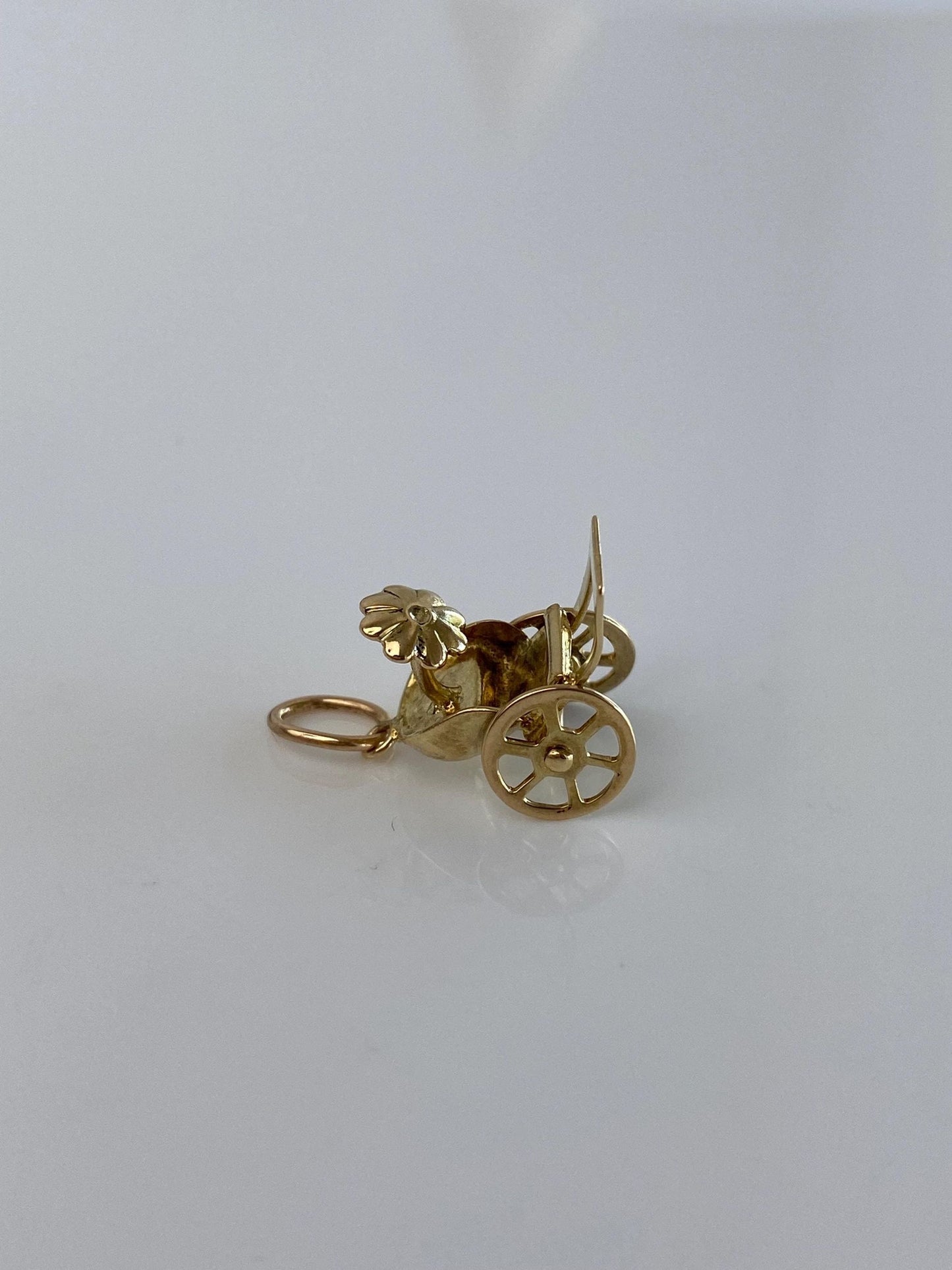 Vintage Solid 10k Yellow Gold Articulated Carriage Charm