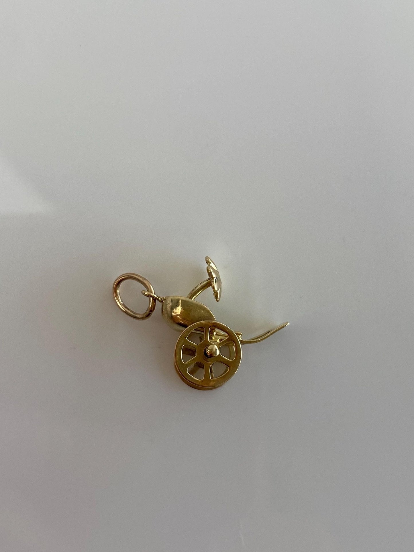 Vintage Solid 10k Yellow Gold Articulated Carriage Charm