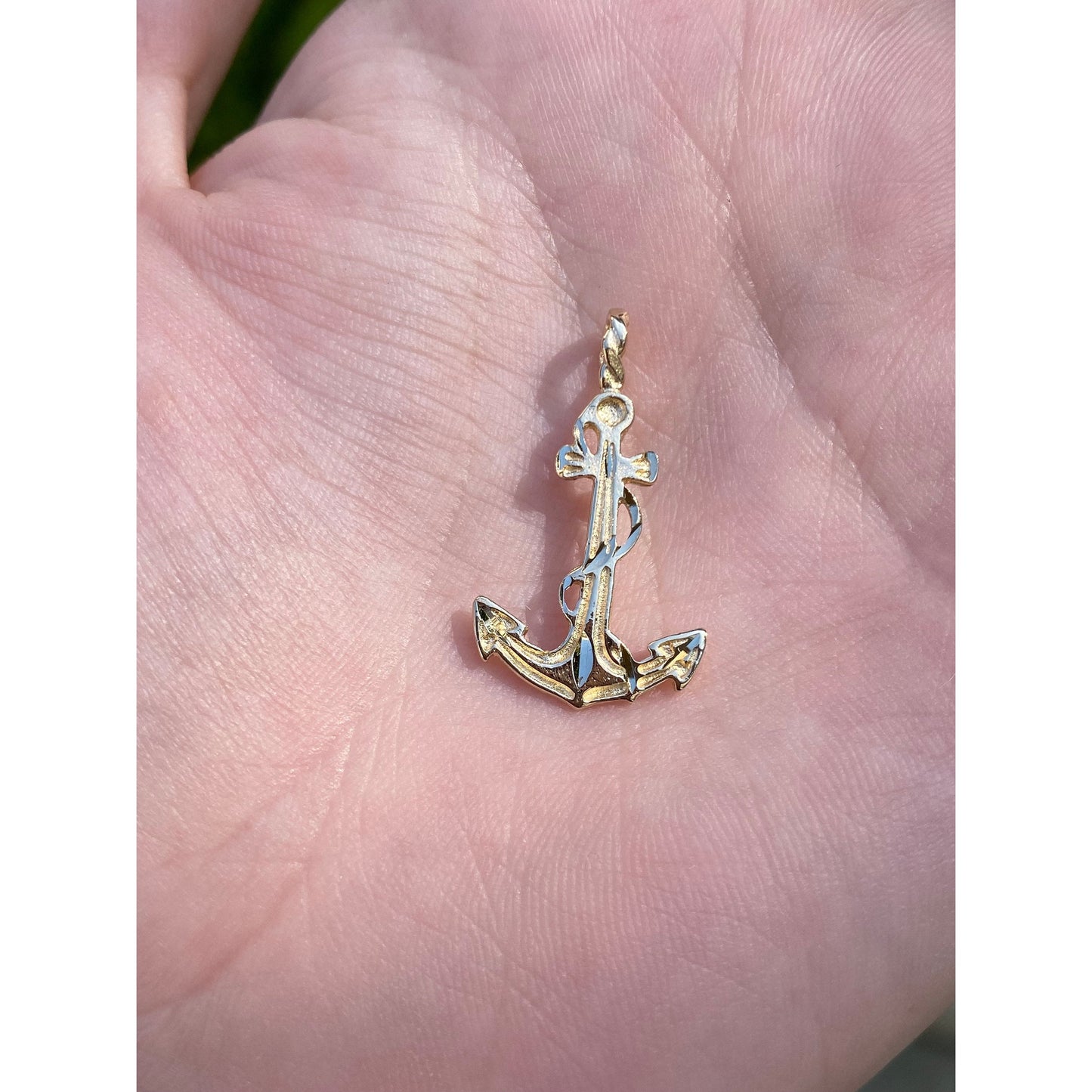 Solid 14k Yellow Gold Anchor Charm