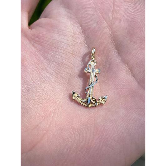 Solid 14k Yellow Gold Anchor Charm