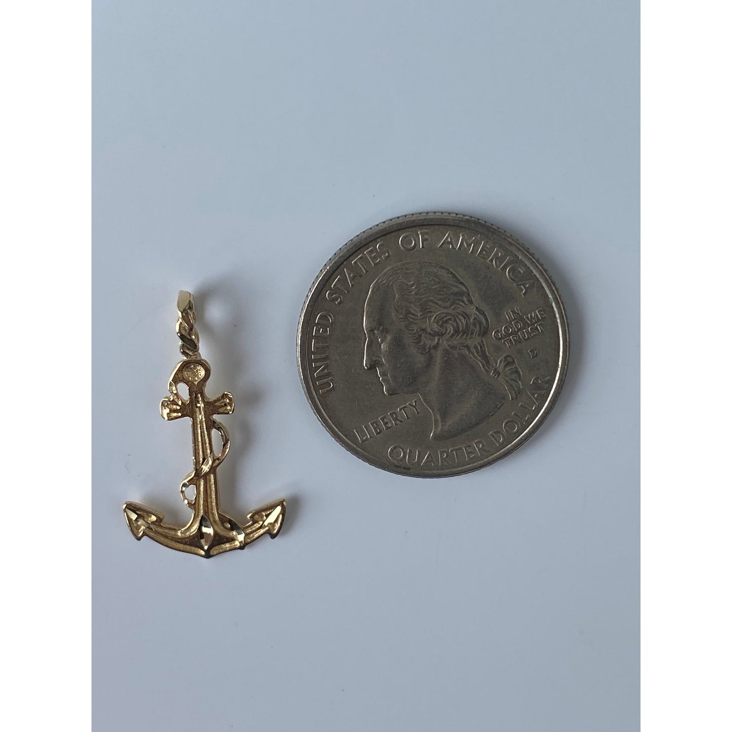 Solid 14k Yellow Gold Anchor Charm
