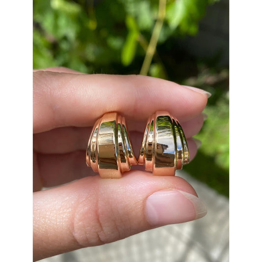 Vintage 14k Yellow Gold Fluted Drop Earrings