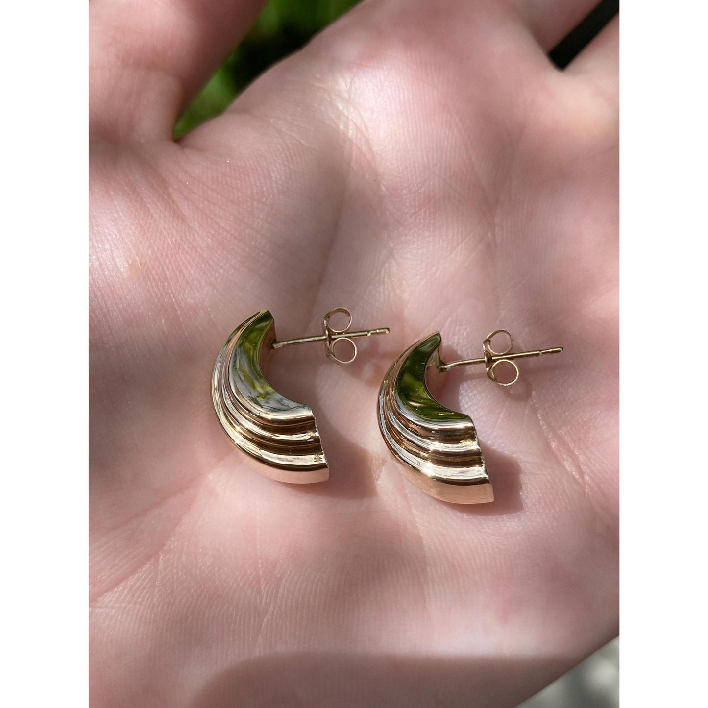 Vintage 14k Yellow Gold Fluted Drop Earrings
