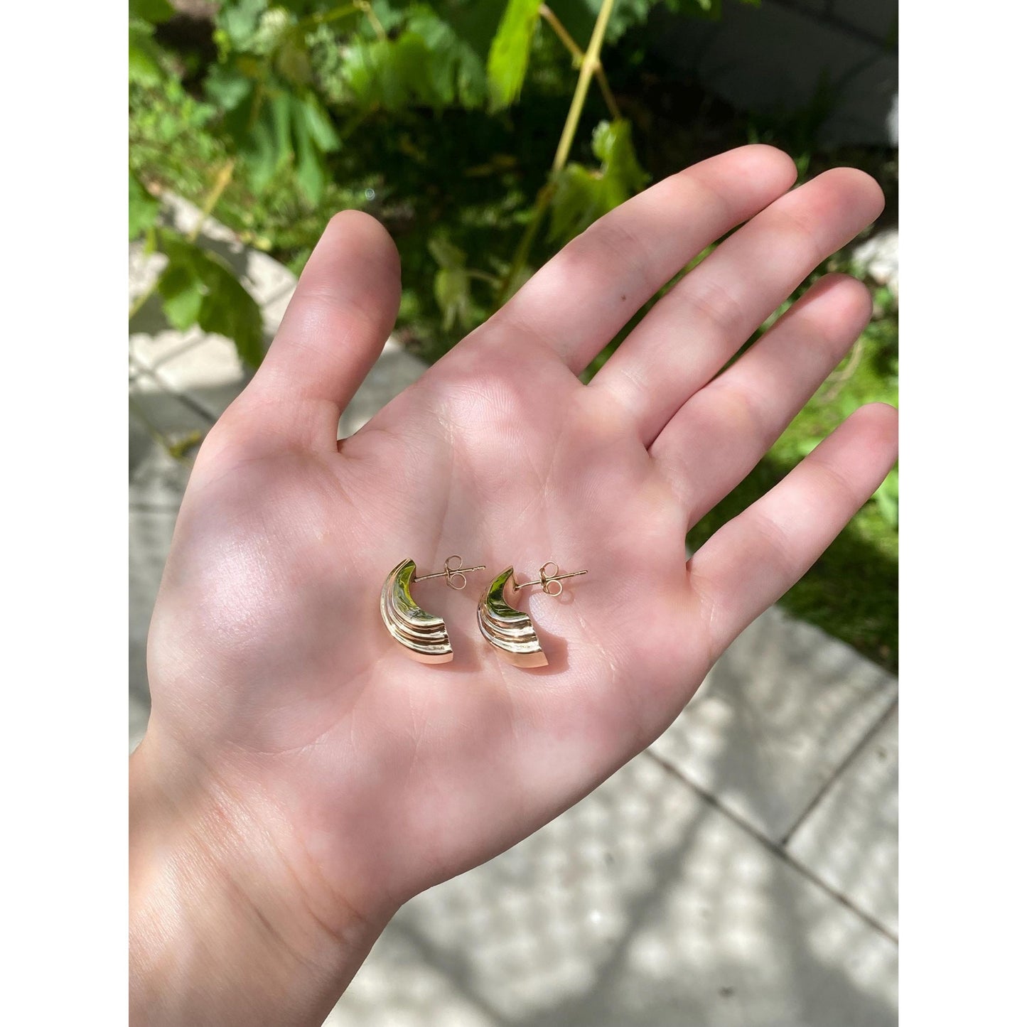 Vintage 14k Yellow Gold Fluted Drop Earrings