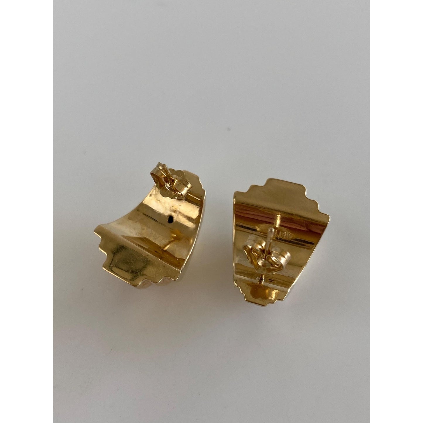 Vintage 14k Yellow Gold Fluted Drop Earrings