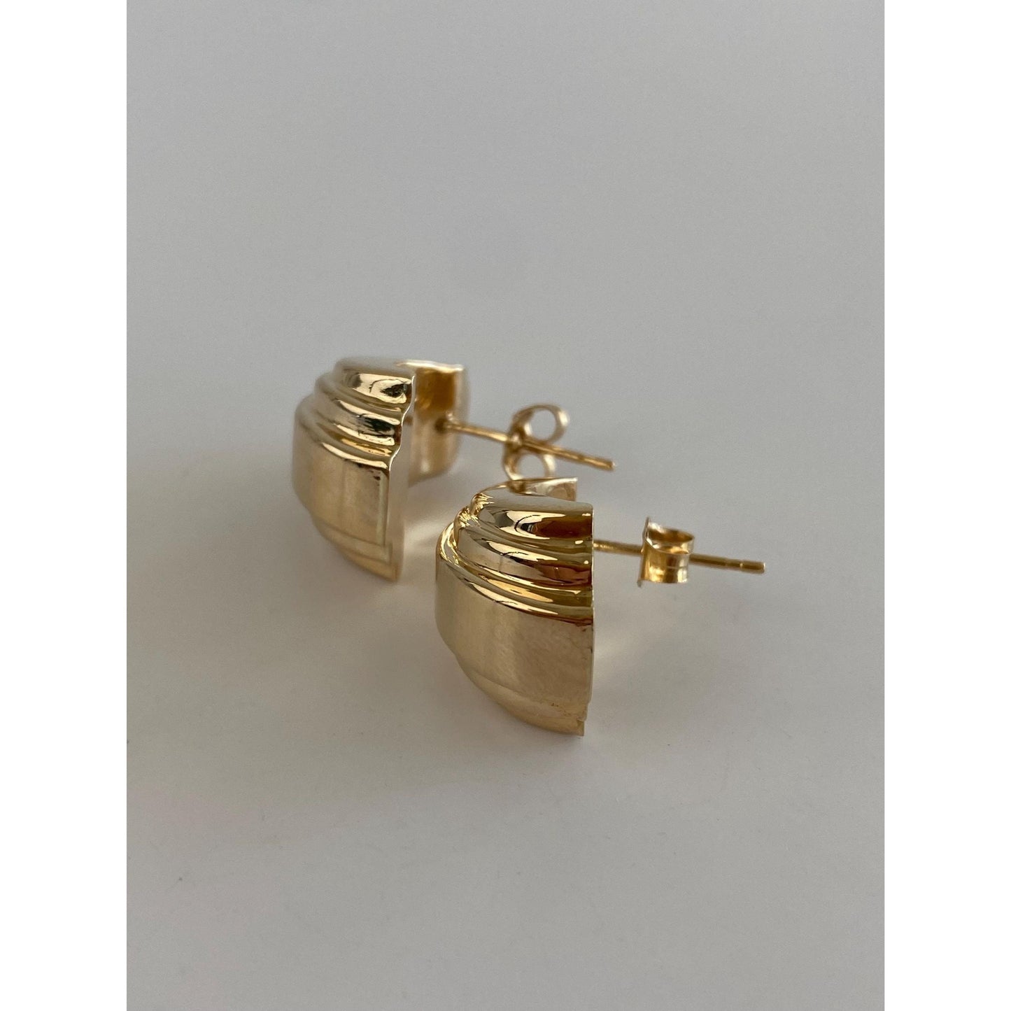 Vintage 14k Yellow Gold Fluted Drop Earrings