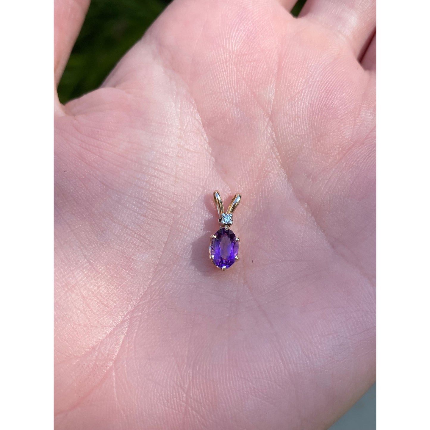 Vintage Solid 14k Yellow Gold Amethyst Clear Sapphire Charm