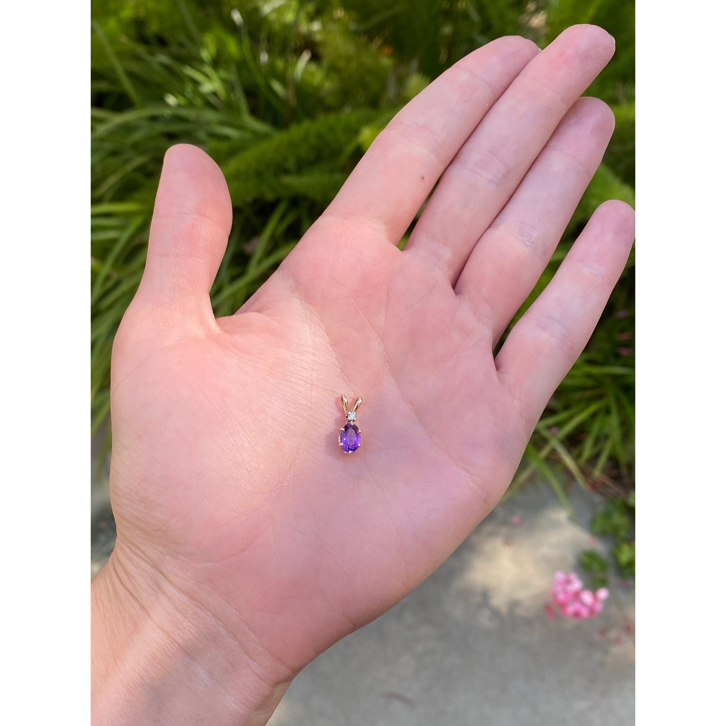 Vintage Solid 14k Yellow Gold Amethyst Clear Sapphire Charm