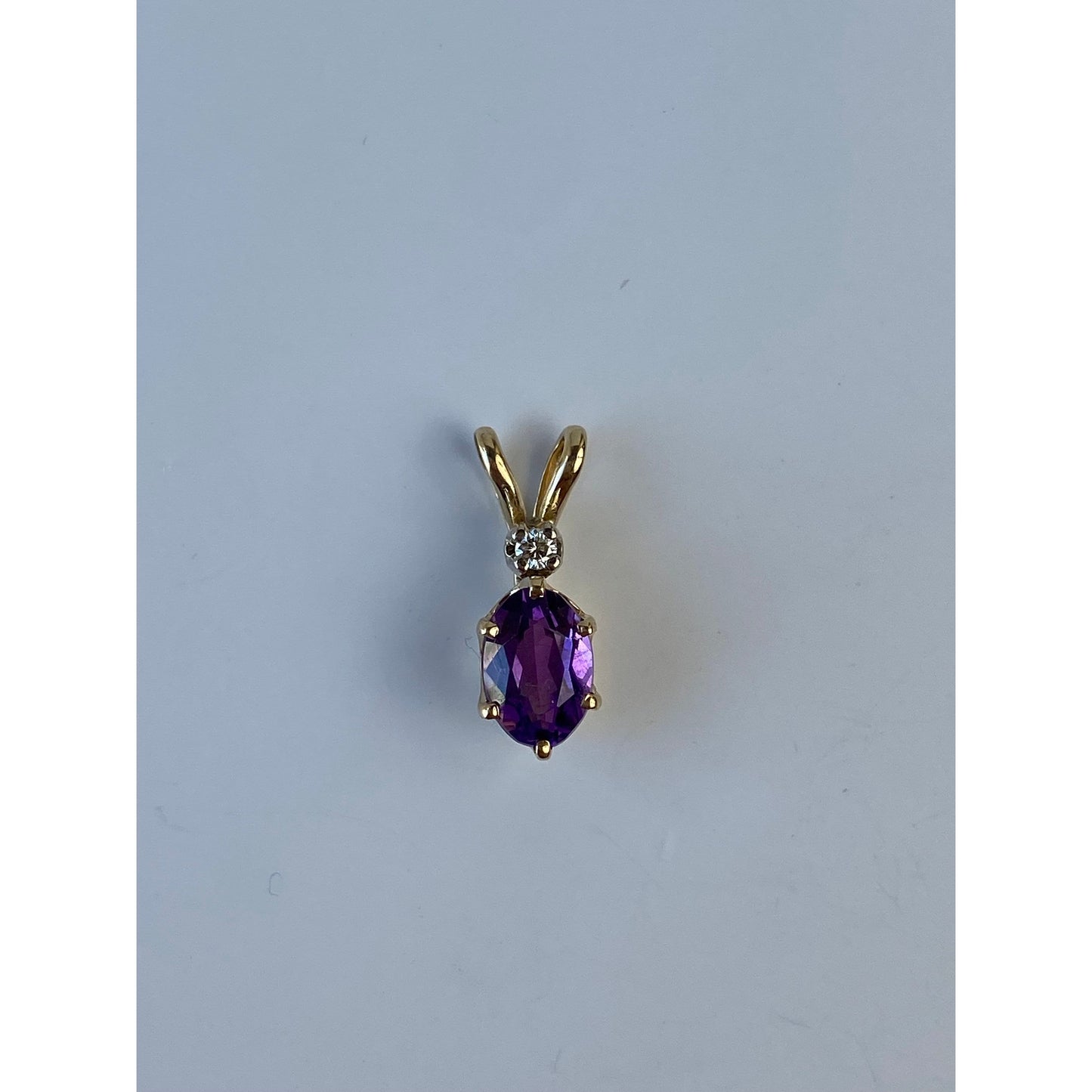 Vintage Solid 14k Yellow Gold Amethyst Clear Sapphire Charm