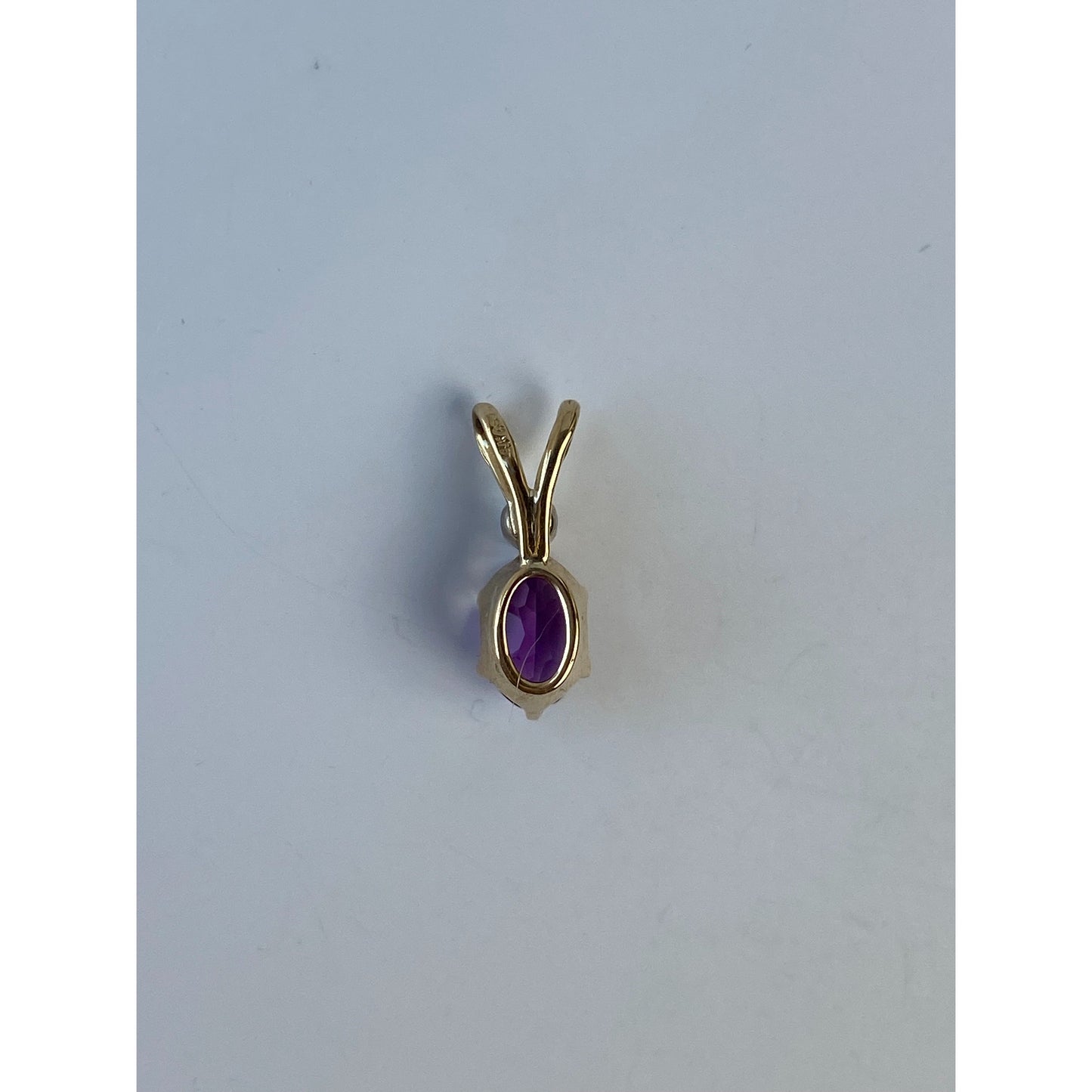 Vintage Solid 14k Yellow Gold Amethyst Clear Sapphire Charm