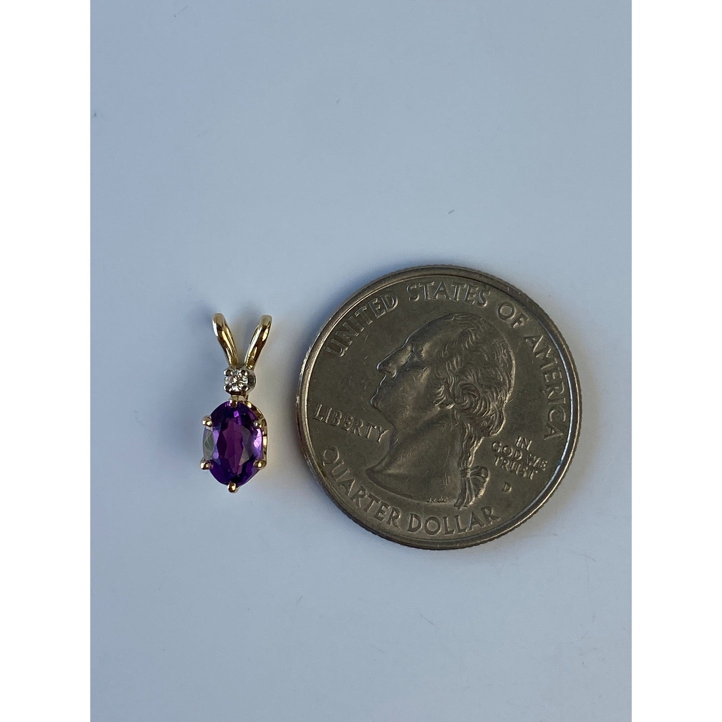 Vintage Solid 14k Yellow Gold Amethyst Clear Sapphire Charm