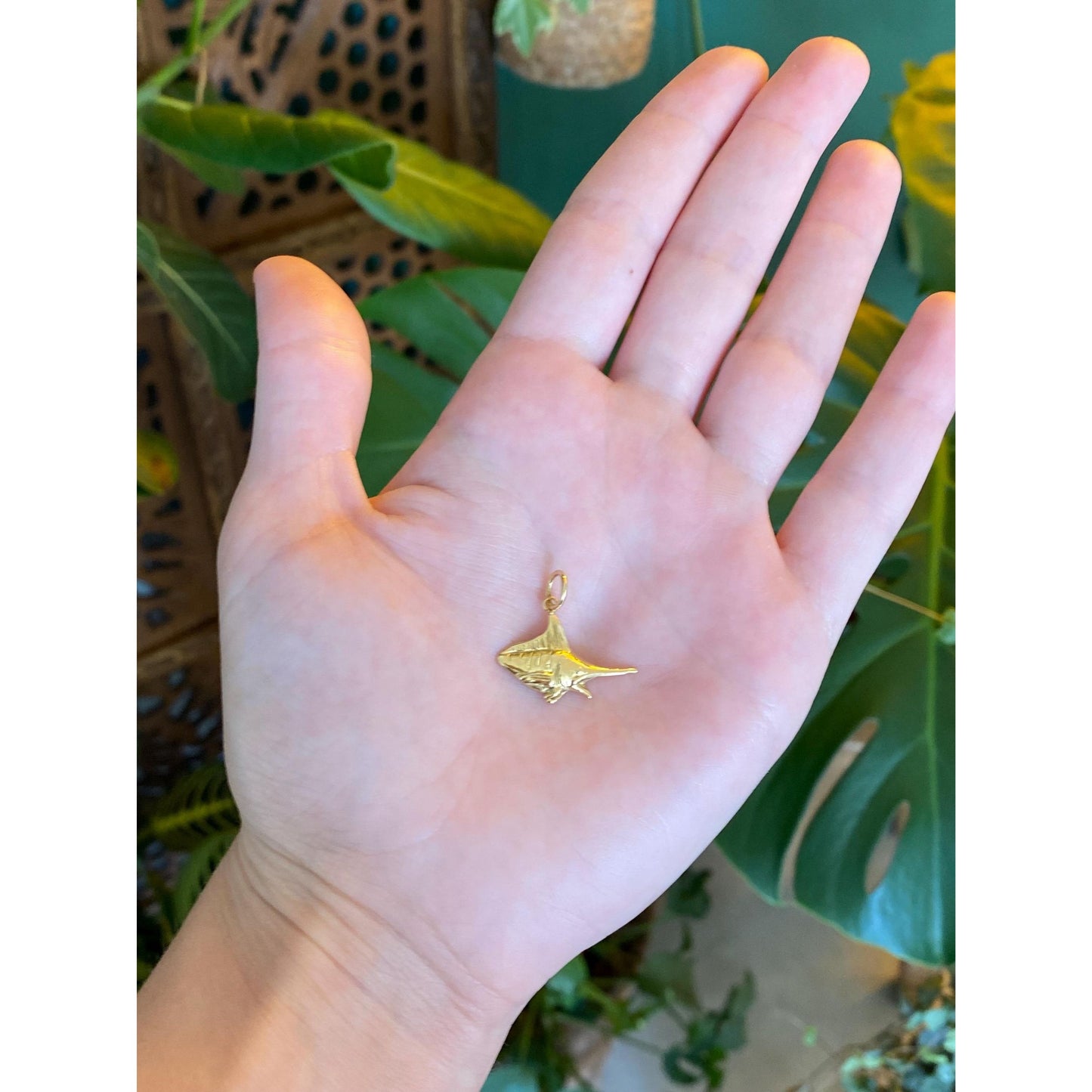 Vintage Solid 18k Yellow Gold Marlin Charm