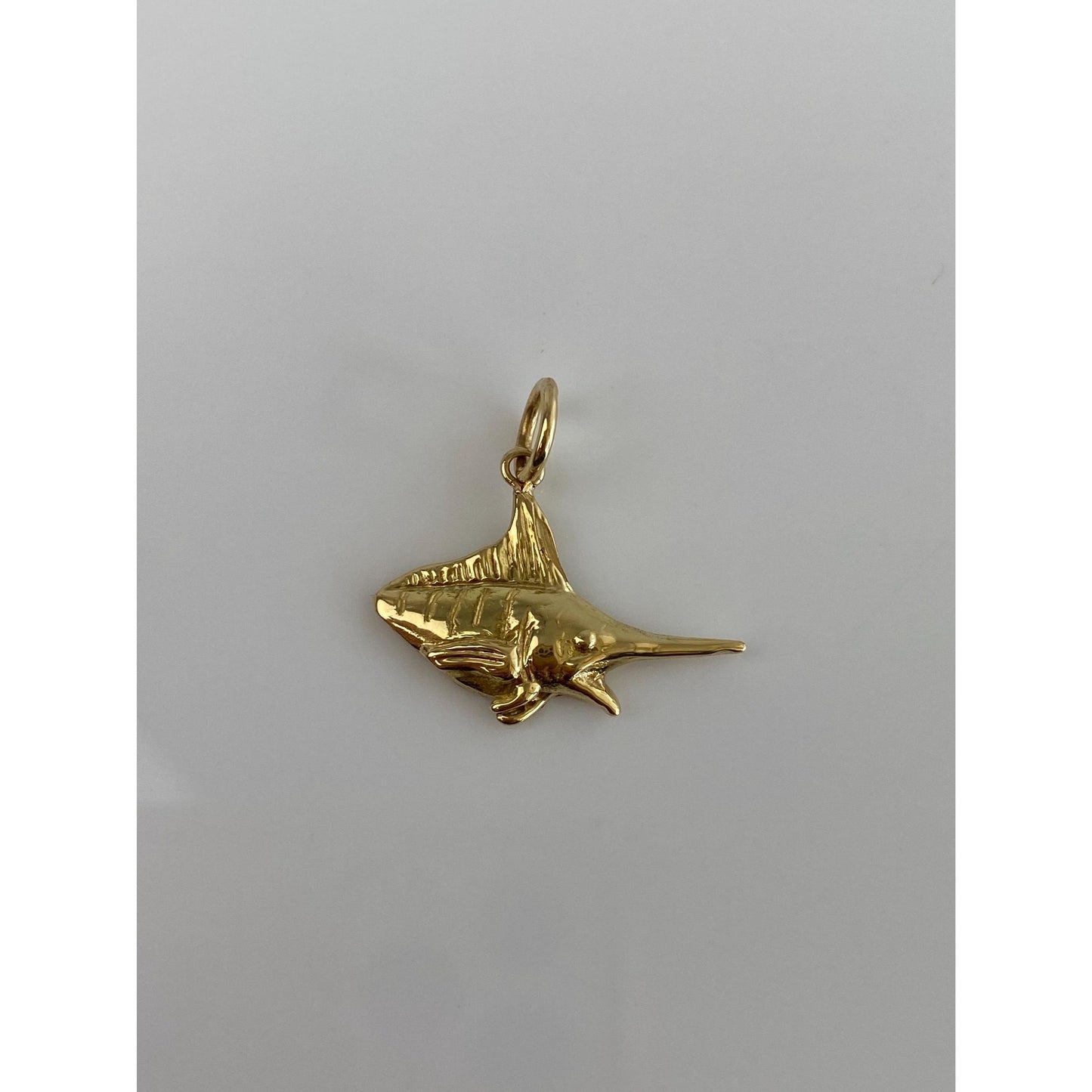 Vintage Solid 18k Yellow Gold Marlin Charm