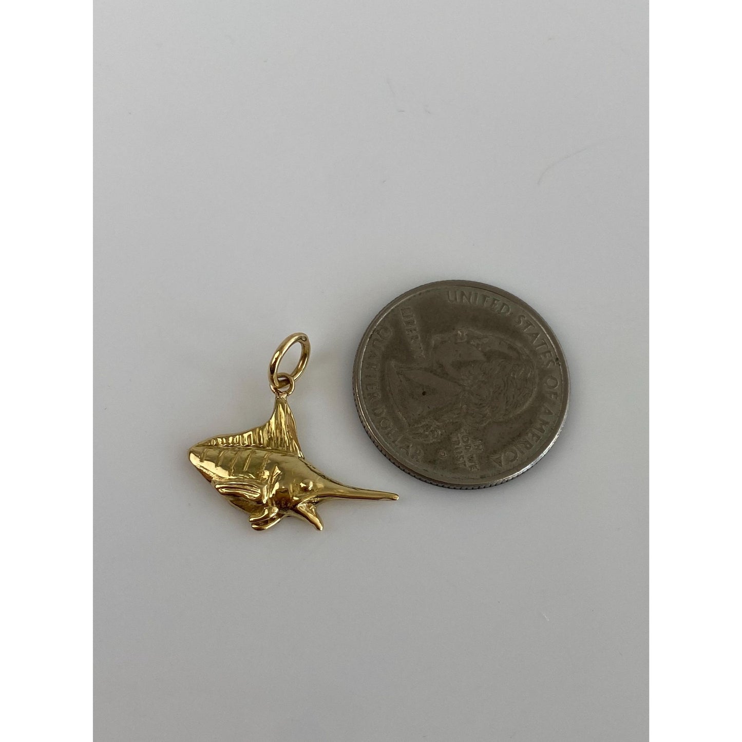 Vintage Solid 18k Yellow Gold Marlin Charm