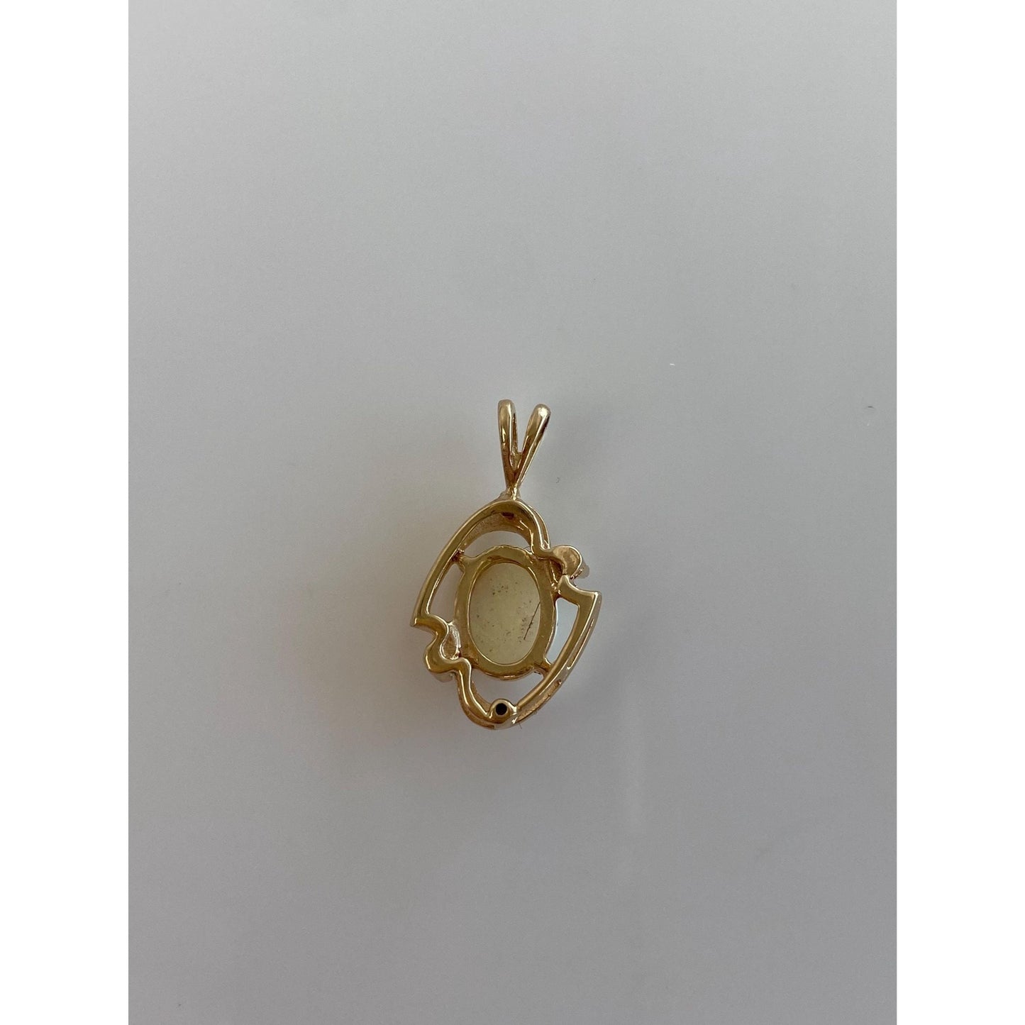 Solid 14k Yellow Gold Clear Quartz Opal Charm