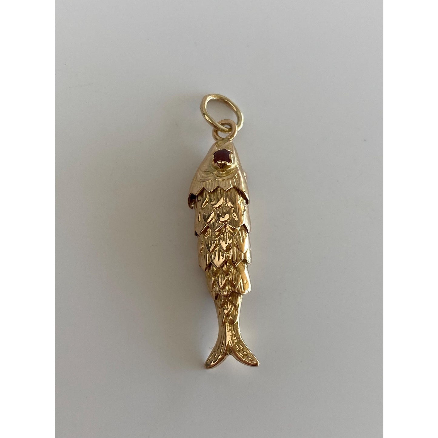 Vintage Solid 18k Yellow Gold Articulated Fish Charm