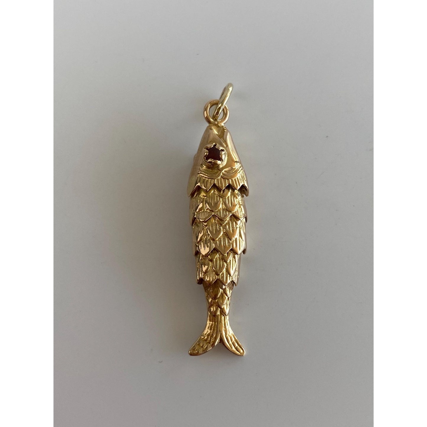 Vintage Solid 18k Yellow Gold Articulated Fish Charm