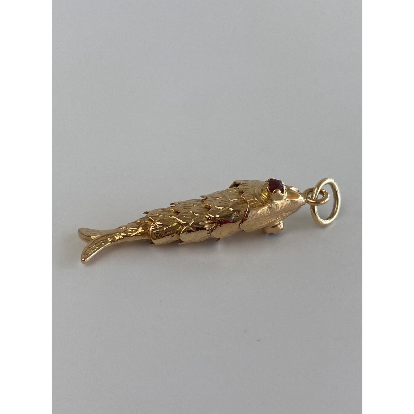 Vintage Solid 18k Yellow Gold Articulated Fish Charm