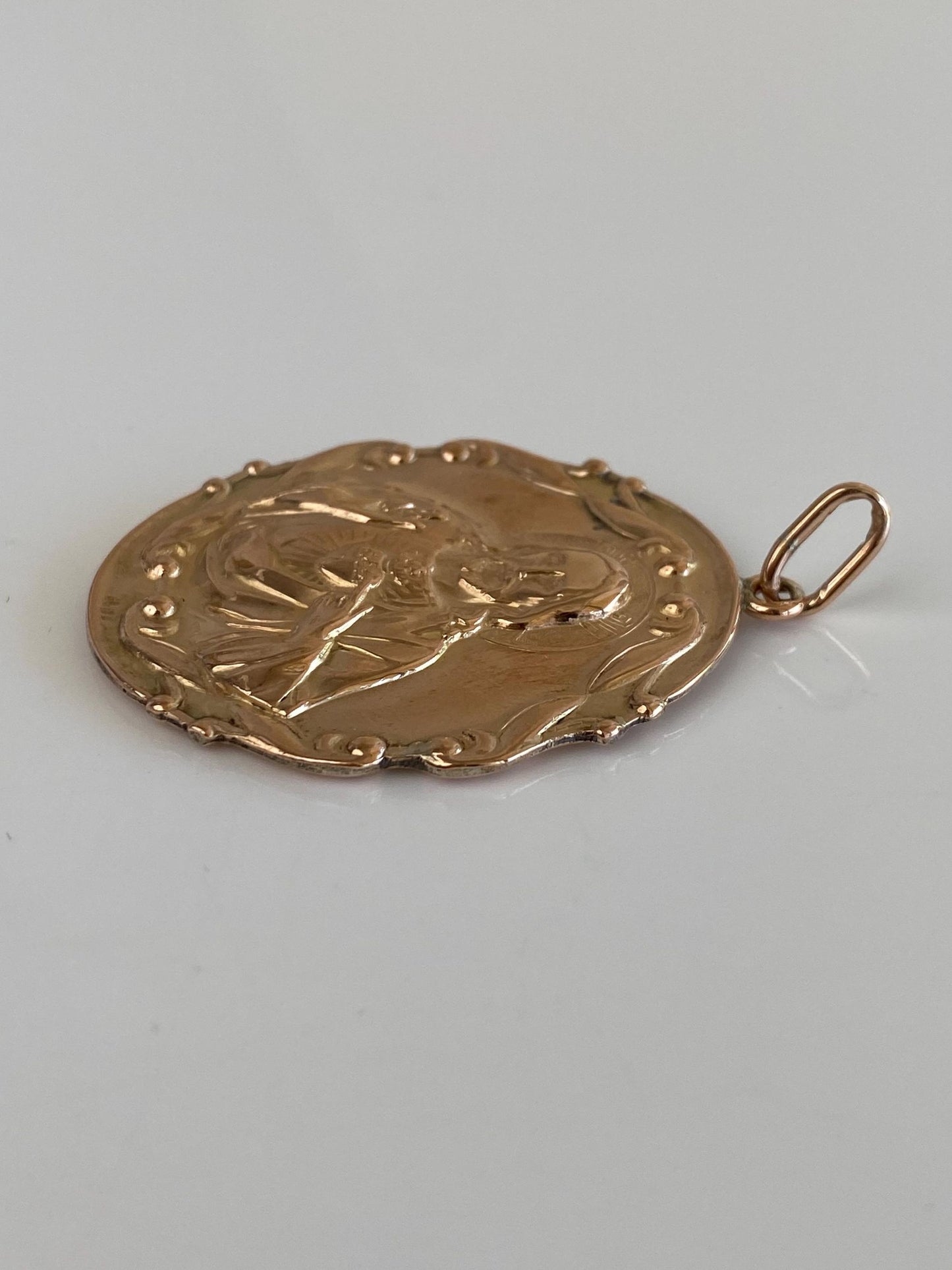Vintage Solid 10k Rosey Gold Large Jesus Religious Charm