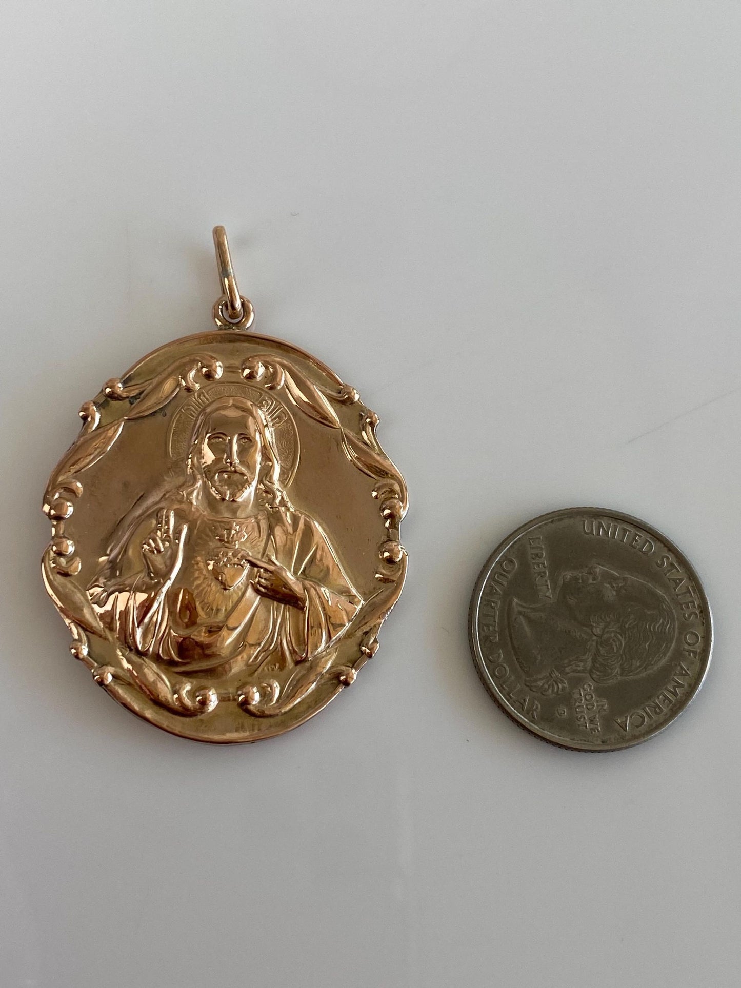 Vintage Solid 10k Rosey Gold Large Jesus Religious Charm