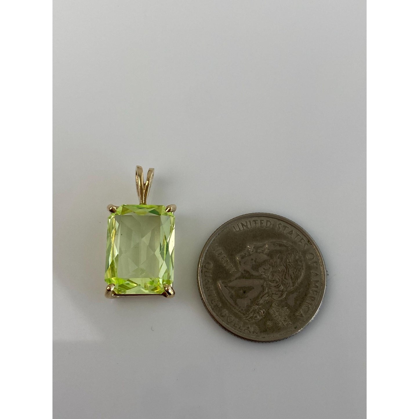 Vintage Solid 10k Yellow Gold Lime Green Spinel Charm