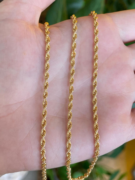 Vintage Solid 18k Yellow Gold Rope Chain Necklace - 29.5 inches