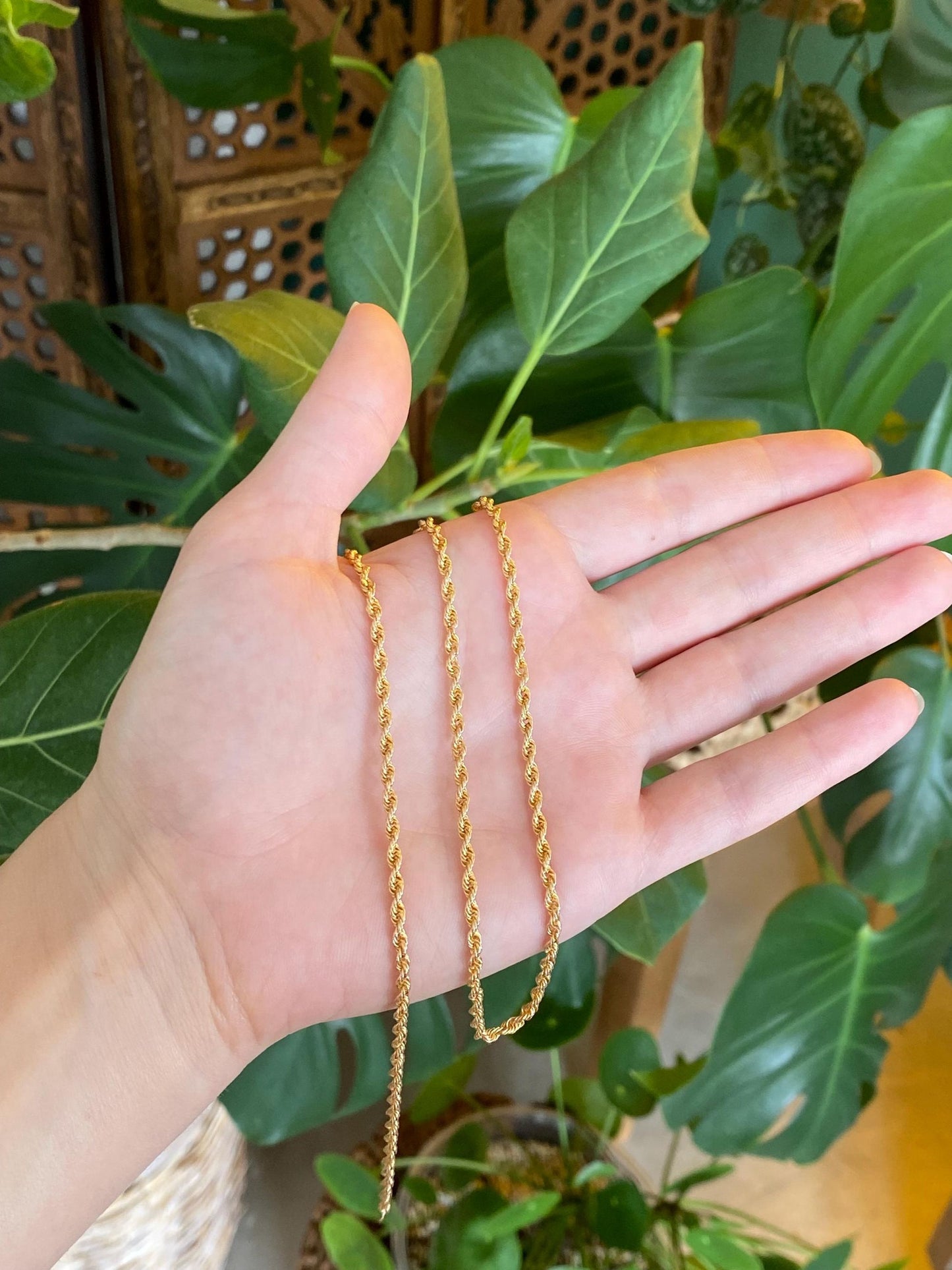 Vintage Solid 18k Yellow Gold Rope Chain Necklace - 29.5 inches