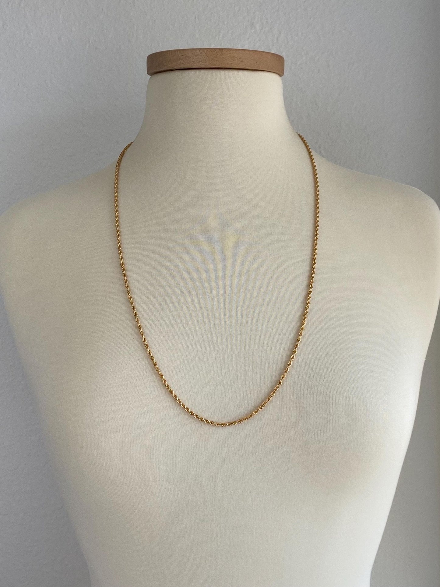 Vintage Solid 18k Yellow Gold Rope Chain Necklace - 29.5 inches