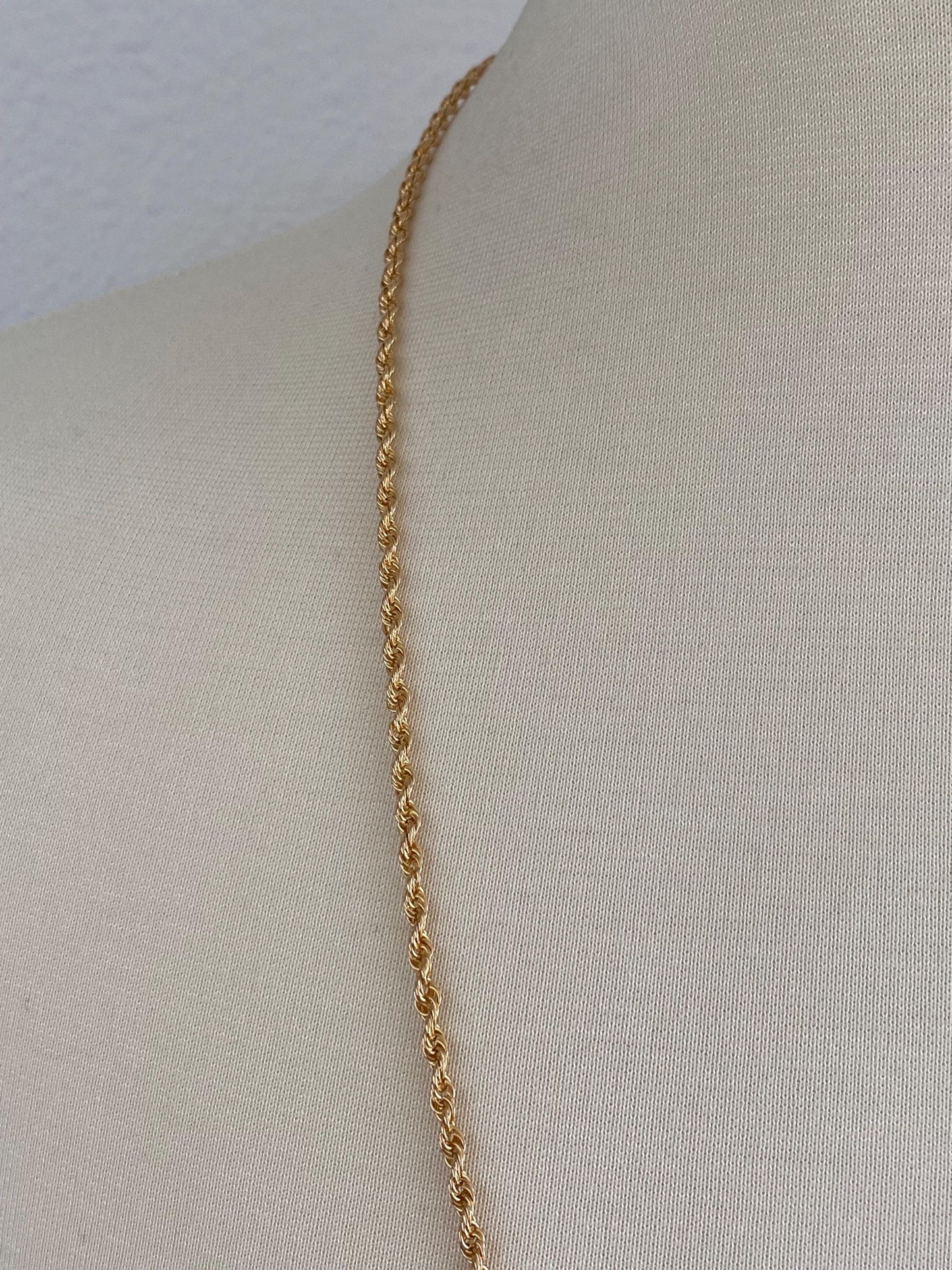 Vintage Solid 18k Yellow Gold Rope Chain Necklace - 29.5 inches