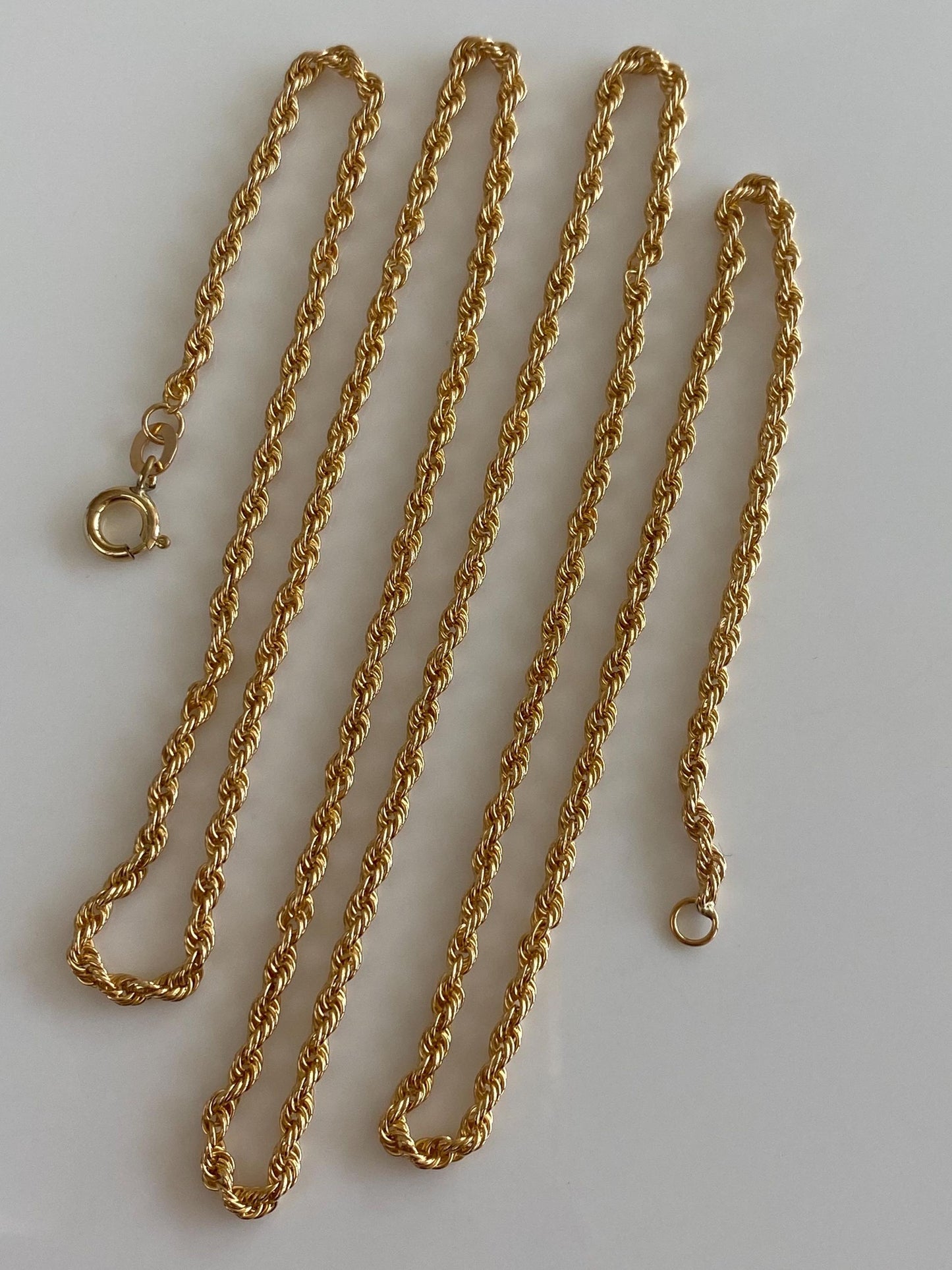 Vintage Solid 18k Yellow Gold Rope Chain Necklace - 29.5 inches