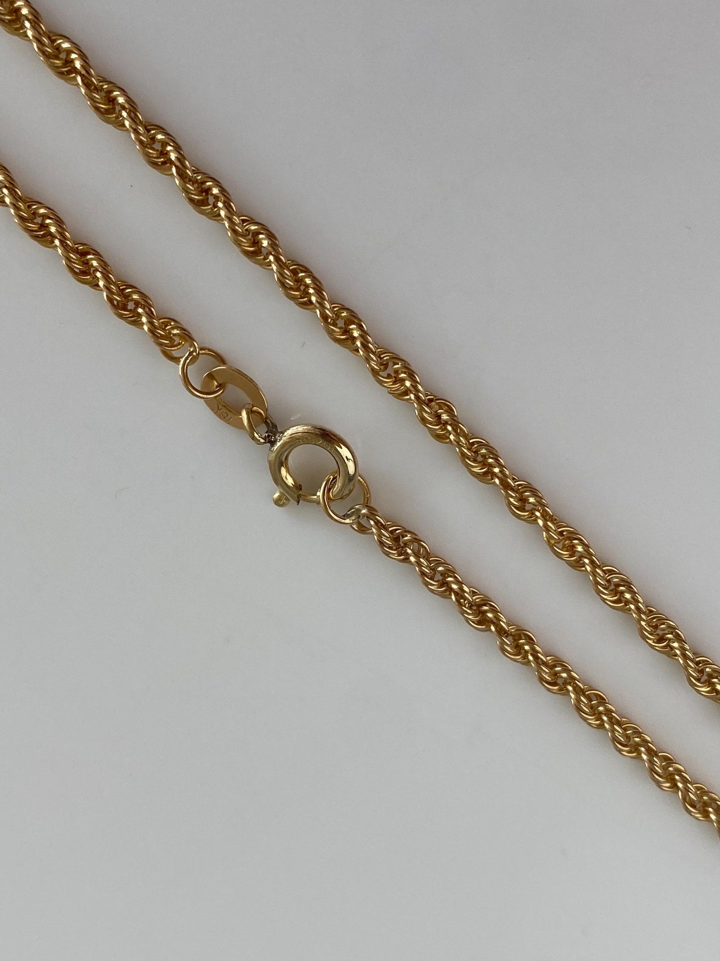 Vintage Solid 18k Yellow Gold Rope Chain Necklace - 29.5 inches