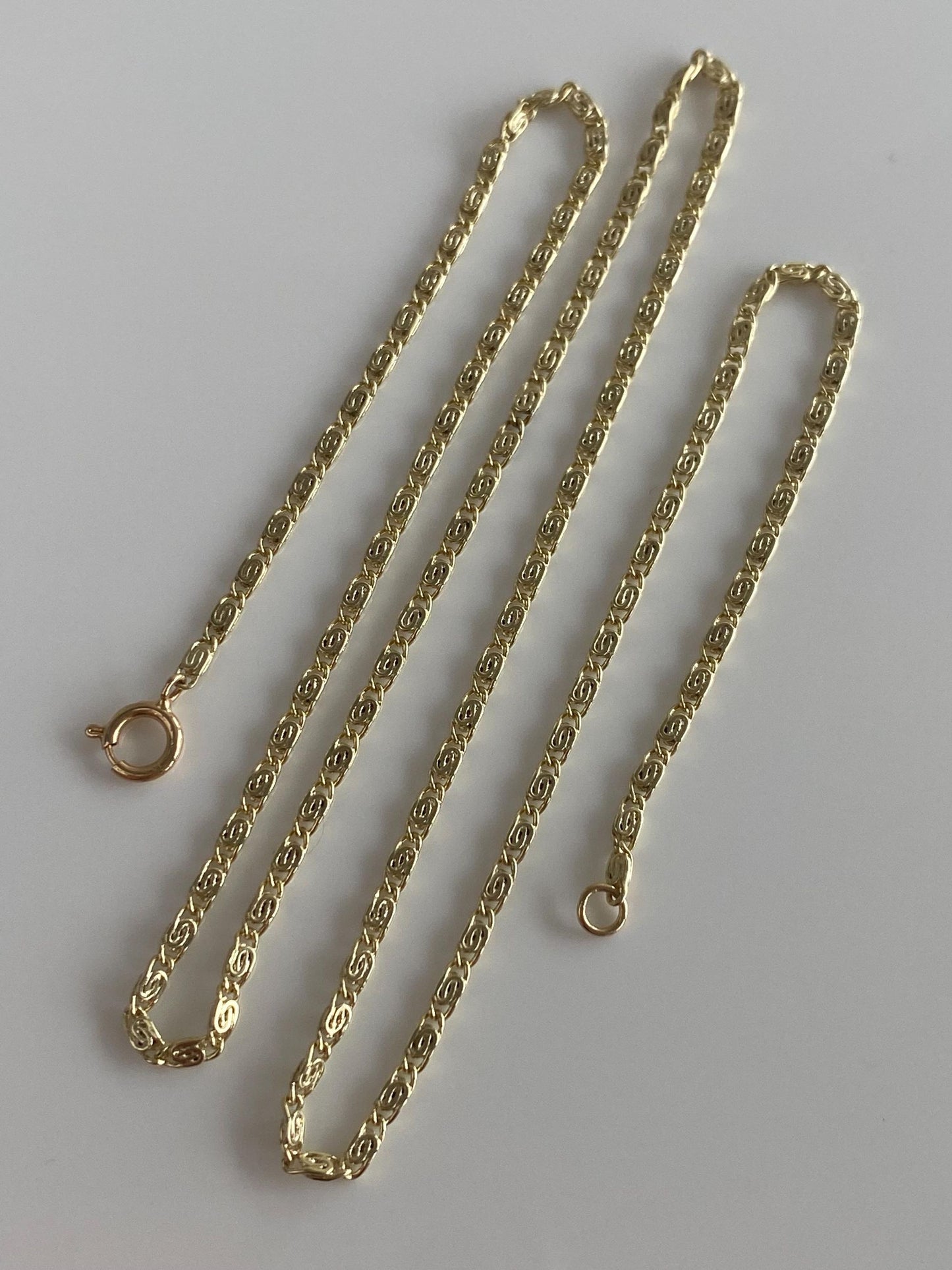 Vintage Solid 14k Yellow Gold Spiral Link Chain Necklace - 16.5 inches