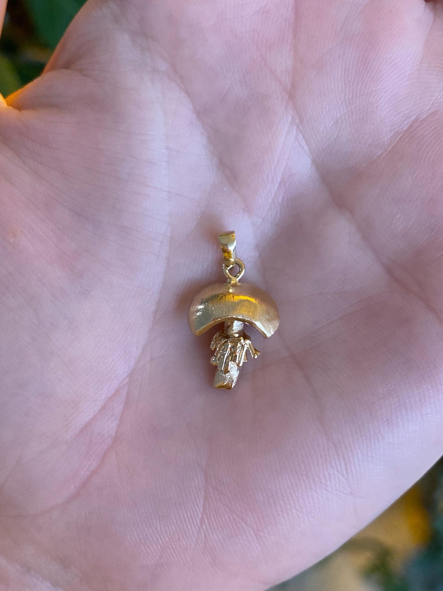 Vintage Solid 14k Yellow Gold Little Mushroom Charm