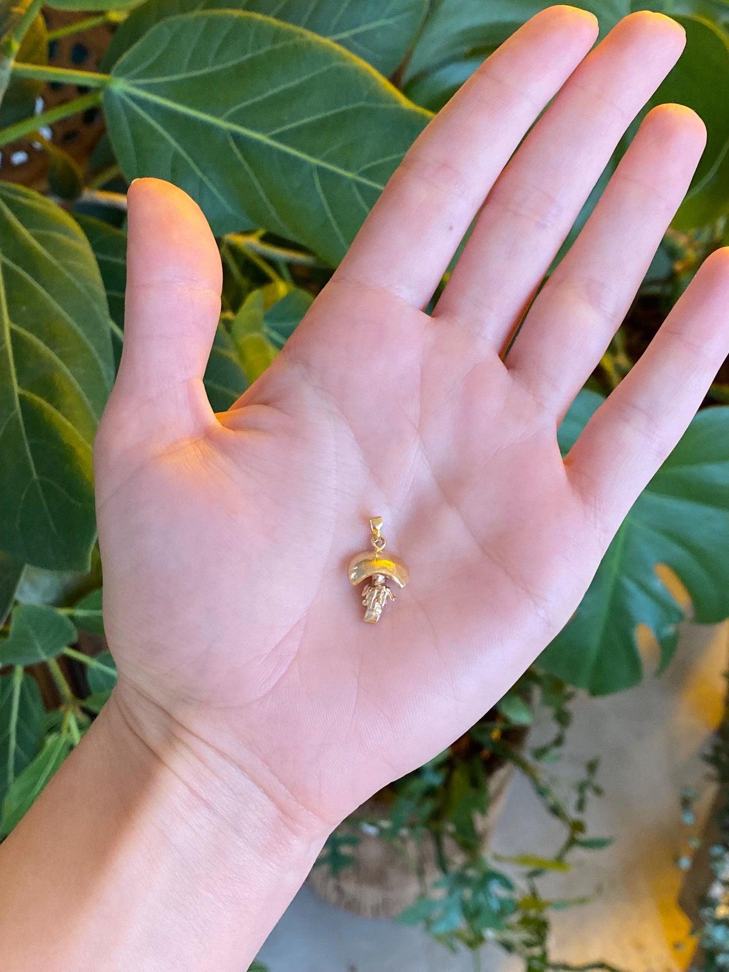 Vintage Solid 14k Yellow Gold Little Mushroom Charm