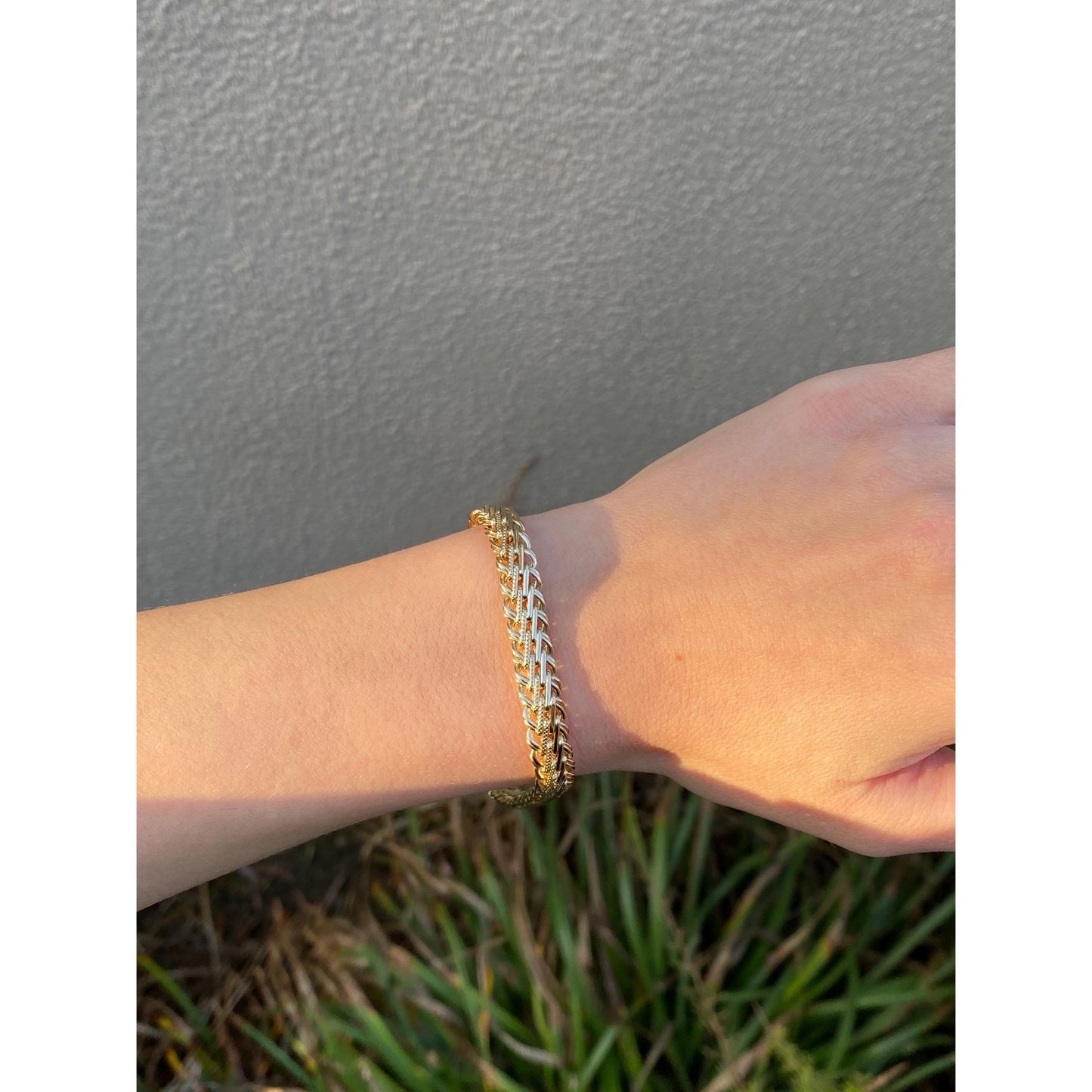 Solid 14k Yellow Gold Fancy Chain Bracelet - 7.75 inches