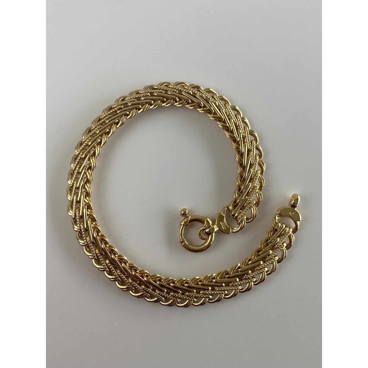 Solid 14k Yellow Gold Fancy Chain Bracelet - 7.75 inches