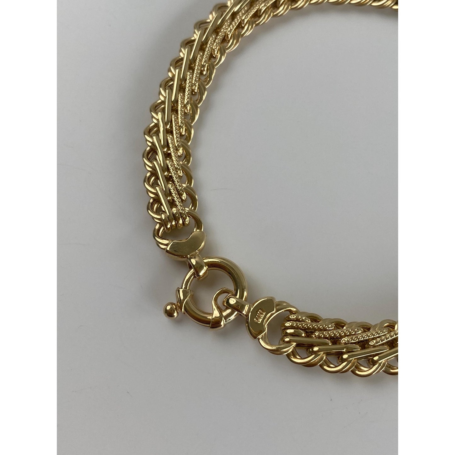 Solid 14k Yellow Gold Fancy Chain Bracelet - 7.75 inches